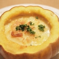ハロウインのお料理　カボチャのグラタン