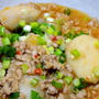健康診断前日の夕食～里芋のピリ辛ひき肉餡掛け♪