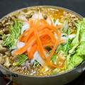 ピリ辛！豆腐の味噌キムチ鍋～手作りスープで・・・