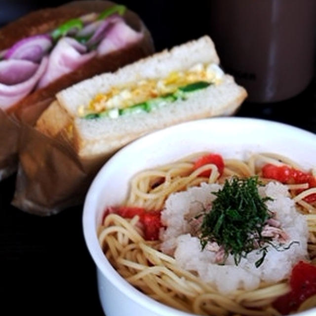 ◇冷製パスタとサンドウィッチの亭主弁当