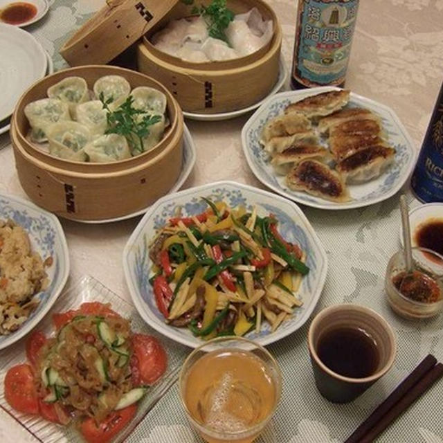 冷凍庫から色々出して、中華な夕食☆