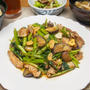 復活した空芯菜と茄子と豚肉の炒めもの