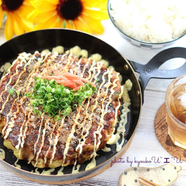 昼カフェ☆スキレットでたっぷりキャベツのお好み焼き･阿波踊り開幕