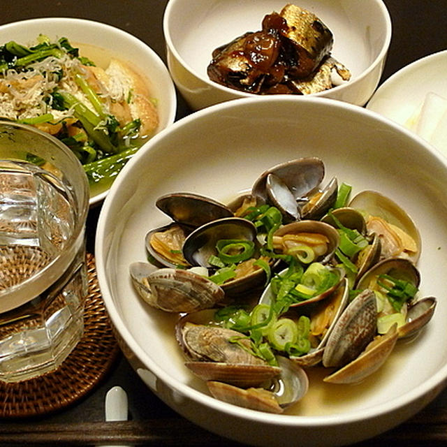 イワシ梅煮、畑菜とお揚げのさっと煮