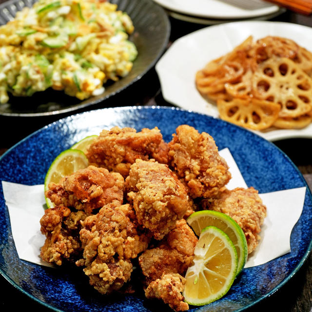 鶏のから揚げ＆ポテサラ＆れんこんバター炒め→普段ブログに載せるごはん作りを動画に撮ってみたよ