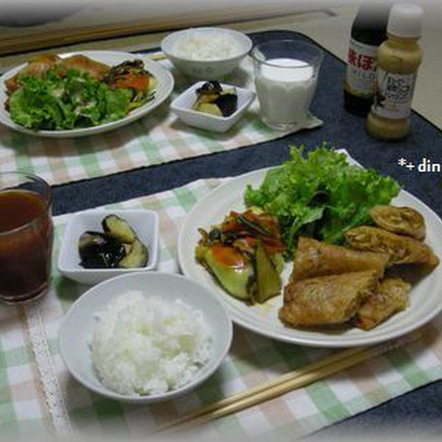 春巻きとチンゲン菜の中華炒め