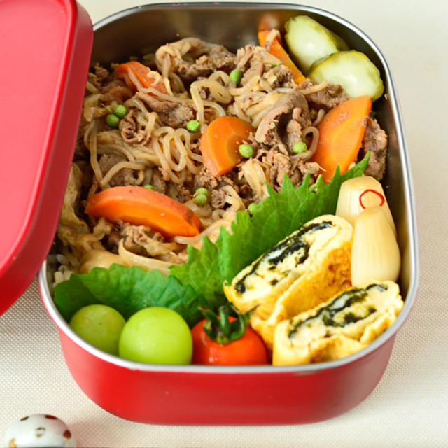 山椒風味牛すき煮丼　晩ごはんの残りで作るお弁当　９月１４日　木曜日
