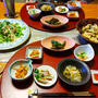 煮鶏サラダと高野豆腐と小鉢７品で簡単に作って晩酌