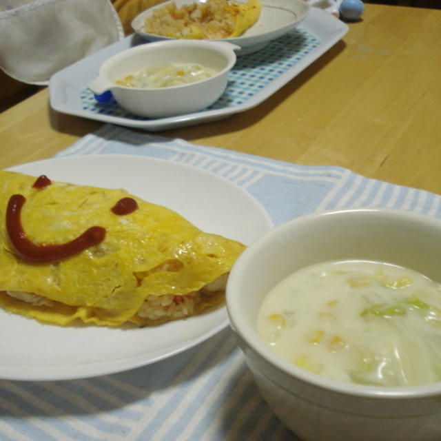 炊飯器チキンライス＆白菜とコーン優しいスープ