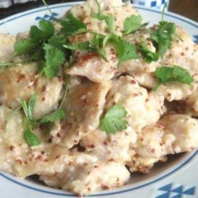 しっとりやわらかヤミツキ♪　鶏むね肉の粒マスマヨ炒め