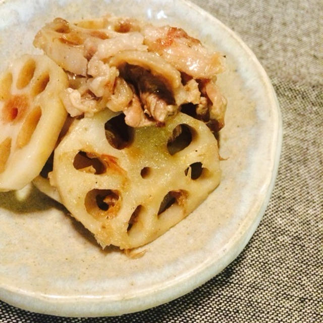 れんこんと豚肉のポン酢炒め