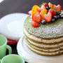 和風ケーキのクリスマス＊抹茶と小倉クリームデコレーションケーキ
