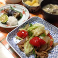 骨取り秋刀魚のロール焼きと野菜炒め