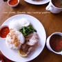 海南鶏飯＆金時豆とトマトのスープ