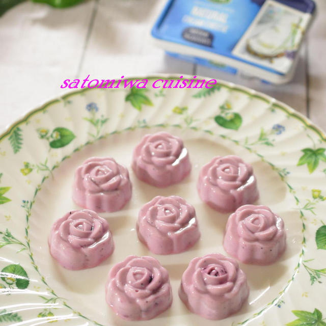 薔薇型で作る一口サイズのブルーベリーレアチーズケーキ