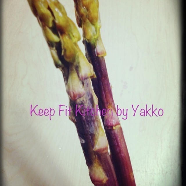ノンオイルレシピ☆変わり野菜☆紫アスパラとアボカドのサラダ