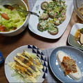 【おつまみラッシュ】椎茸ステーキ、もやしナムル、よだれ鶏、キムチ豆腐、サバサラ