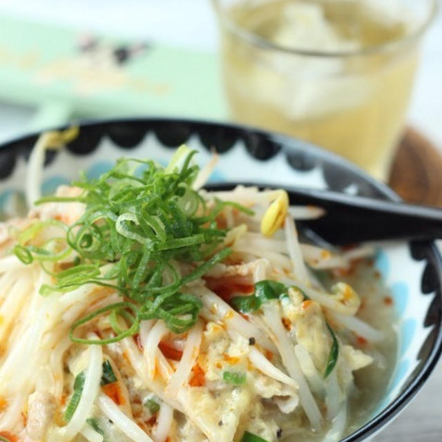 昼カフェ☆もやしの酸辣湯ご飯☆
