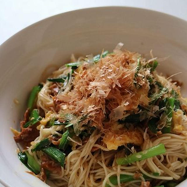 缶詰でそうめんチャンプルー