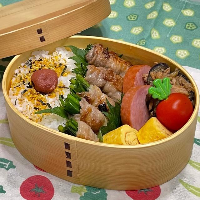 【お弁当】祭日だけど我が家は仕事…。豚バラおネギ