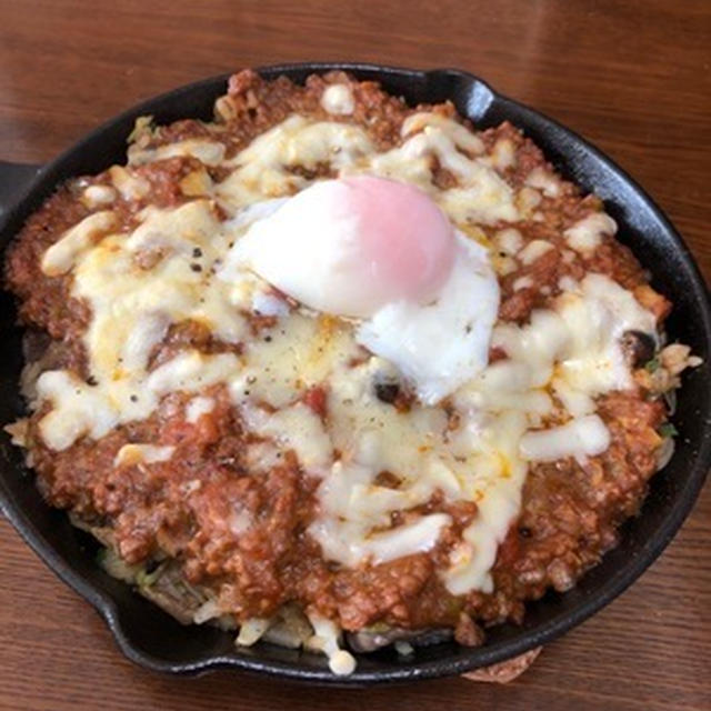 休肝日の晩ご飯に「焼きキーマカレー」