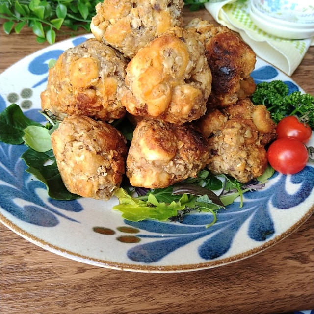 【ヘルシー＆パパっと】サバ缶たっぷり♡お麩とオートミールの唐揚げ