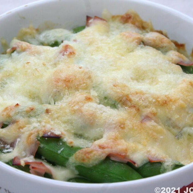 スナップエンドウのチーズ焼き