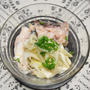 鯛の中華風蒸しもの。仕上げのごま油でコクと香りをプラス、ねぎもたっぷりおつまみ。
