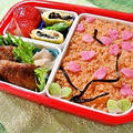 緊急出動のため桜のキャラ弁!?／実家秘伝？えびおぼろ＆赤い味付け鶏レシピ