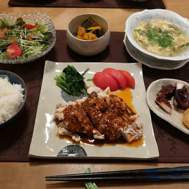 よだれ鶏の晩ご飯 　と　秋桜の花♪