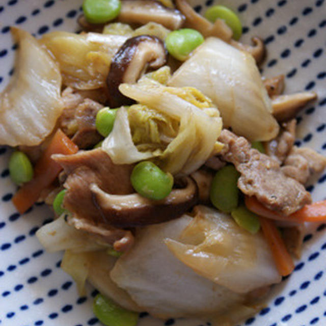 白菜と豚肉の旨煮と晩の献立