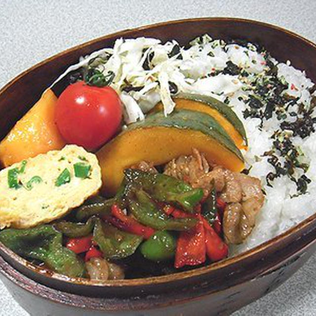 豚焼肉弁当。カメラ目線じゃないあんこ。