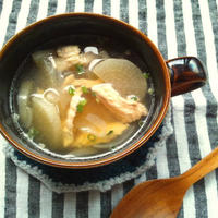 大根と鶏ハムの中華風塩麹スープ