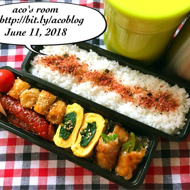 6月11日肉巻きピーマン弁当と昨日(6月10日)の晩ごはん