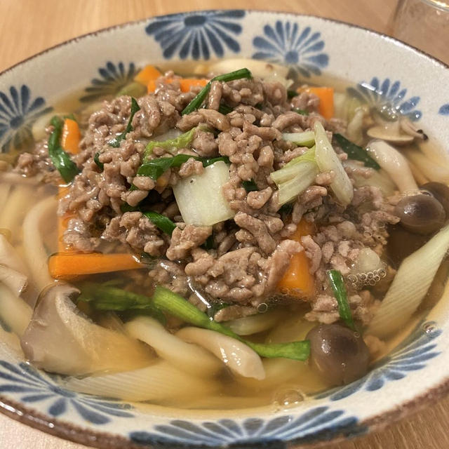 共働き夫が作る ひき肉あんかけうどん