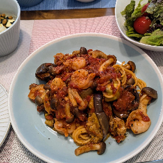 海老と帆立のパスタ