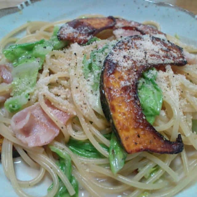 春キャベツのあっさりクリームパスタ