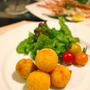 そら豆のコロッケ＆スカンピのグリル