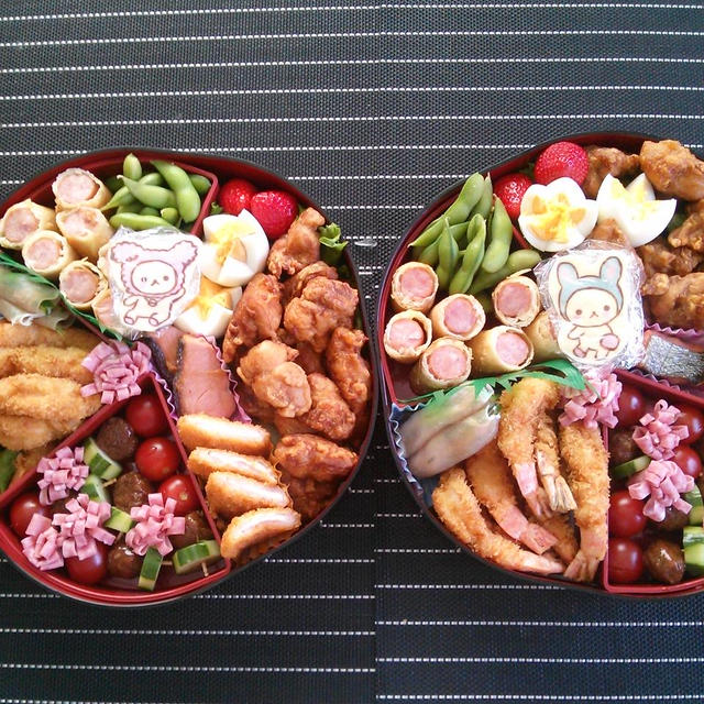 みんな、ニコニコ公園で楽しくお弁当＆鯉のぼりケーキでおめでとう♪