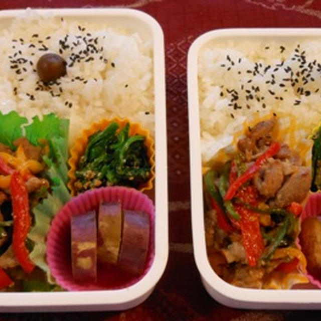 １０月１０日　豚味噌漬けと３色ピーマン炒め 　～　メタボ＠ダーリン　＆　高３＠ガブ弁当