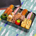 【お弁当】毎日おにぎり弁当/冷食のイカ天を使った寿司サンド