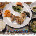 洋食だった次の日は和食なのだ！で、「鶏の竜田揚げ定食」♪