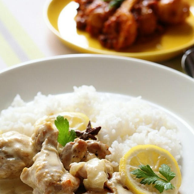 鶏肉のレモンクリーム煮でお昼ごはん