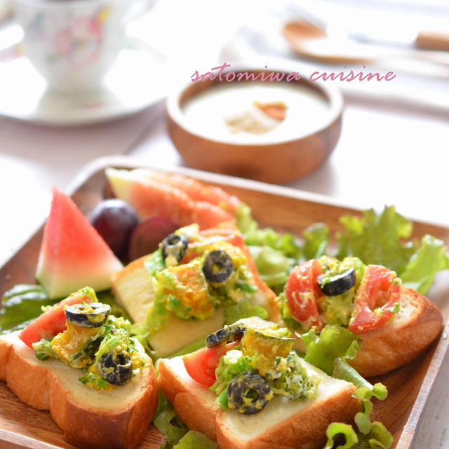 【朝べジ】彩り野菜たっぷり！爽やか朝べジトースト♬