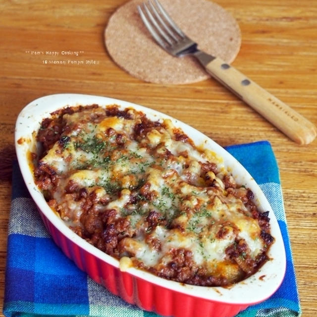 ソースいらずの かぼちゃ と ひき肉 の ぐらたん。