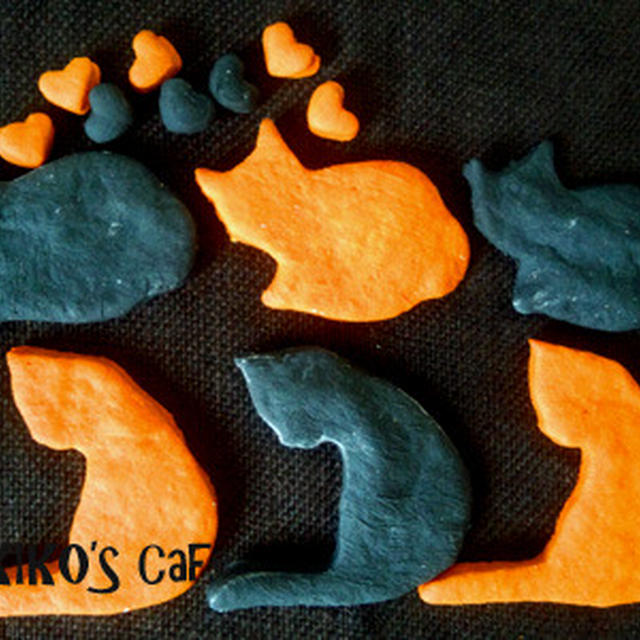 犬用ハロウィンクッキー【オレンジと黒の猫クッキーレシピ】
