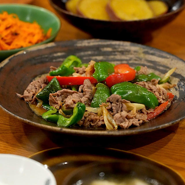 きのうの献立：牛肉とピーマンの炒め物