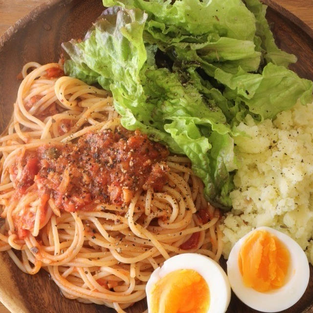 【管理栄養士の大人献立】サバ缶のトマトソーススパゲッティ