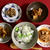 最初の教室は渋い色のおかず4つと中華粥
