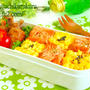 ギャートルズ風★マンモス肉　鮭と卵の2色丼　お弁当レシピ　カフェ弁